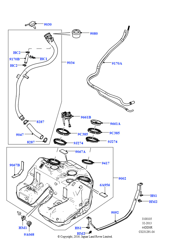 Схема: Топл. бак и сопутствующие эле. (4.4L DOHC DITC V8 Diesel)