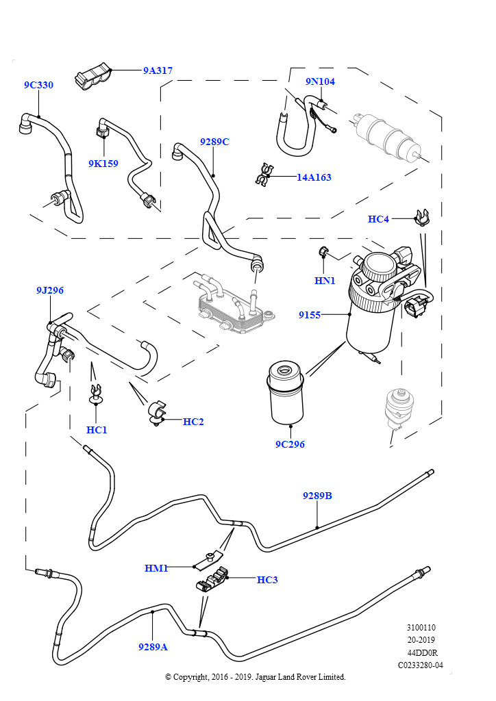 Схема: Топливные магистрали (4.4L DOHC DITC V8 Diesel)