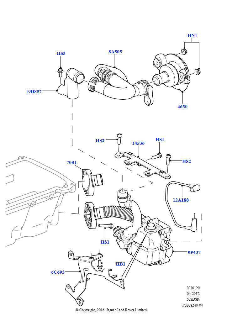Схема: Впускной коллектор (Symposer (резонатор), 5,0 л OHC SGDI SC V8 бензин - AJ133)