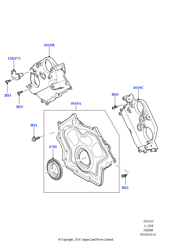 Схема: Крышки газораспредели. механизма (5.0 бензиновый AJ133 DOHC CDA, 5.0L P AJ133 DOHC CDA S/C Enhanced, 5,0 л OHC SGDI SC V8 бензин - AJ133)
