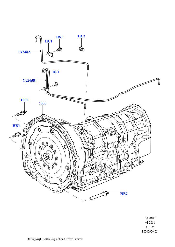 Схема: АКПП в сборе и привод спидометра (3,6 л V8 32V DOHC EFi дизель Lion, 6-ступ.автом.ZF 6HP26Steptronic, Cologne V6 4.0 EFI (SOHC), 6-ступ.автом.ZF 6HP26Steptronic, Lion дизель 2.7 V6