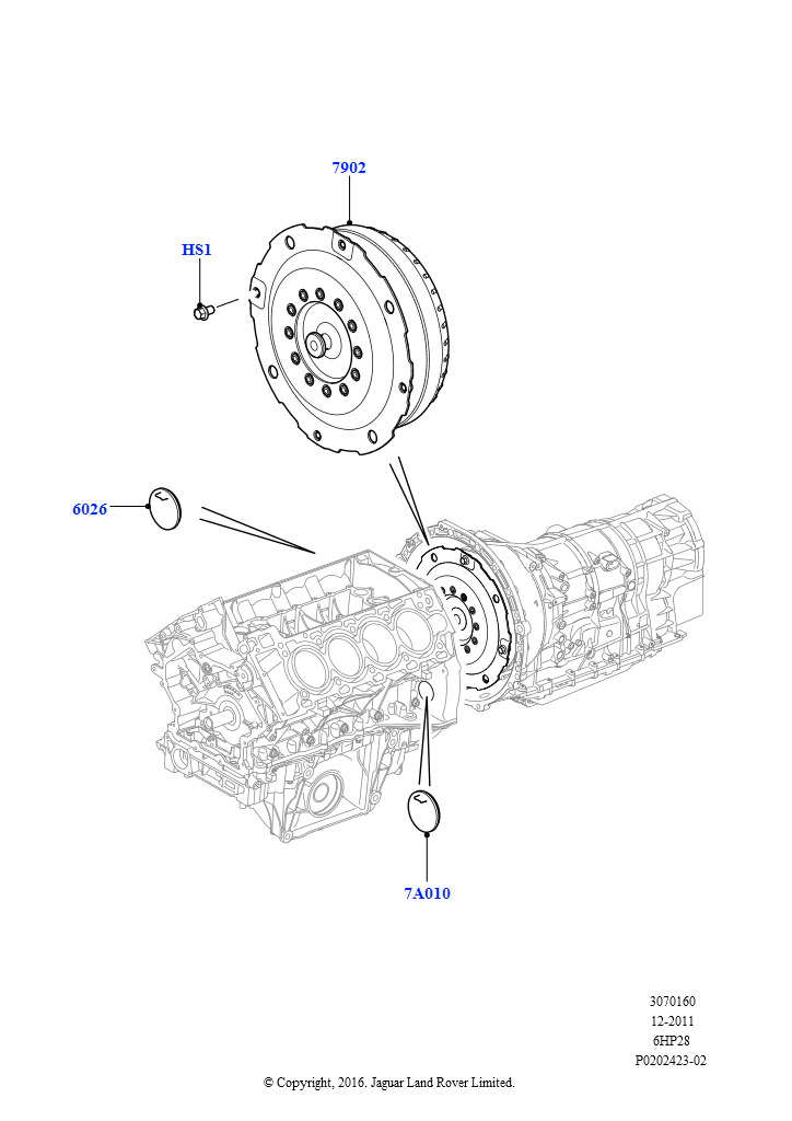 Схема: Гидротрансформатор (5,0 л OHC SGDI SC V8 бензин - AJ133, 6-ступенч. АКПП ZF 6HP28, 5,0 л OHC SGDI NA V8 бензин - AJ133, 6-ступенч. АКПП ZF 6HP28, Дизельный 3,0 V6, 6-ступенч. АКПП