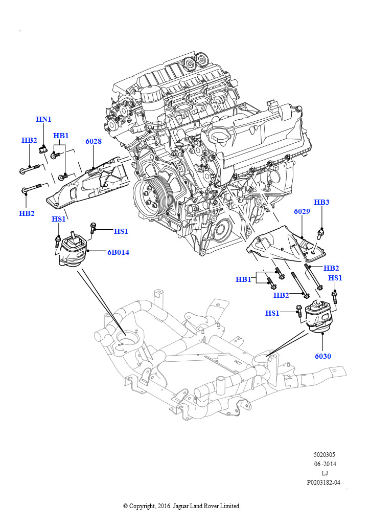 Опора двигателя (5,0 л OHC SGDI NA V8 бензин - AJ133, 5,0 л OHC SGDI SC V8 бензин - AJ133)