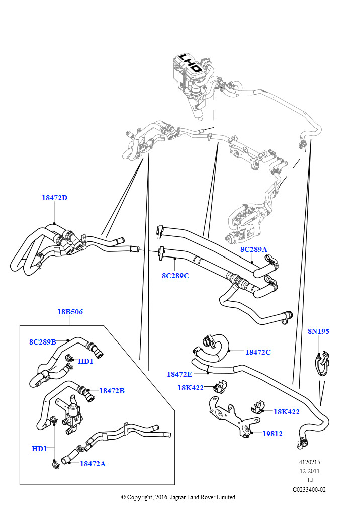Шланги отопителя (4.4L DOHC DITC V8 Diesel, LHD)
