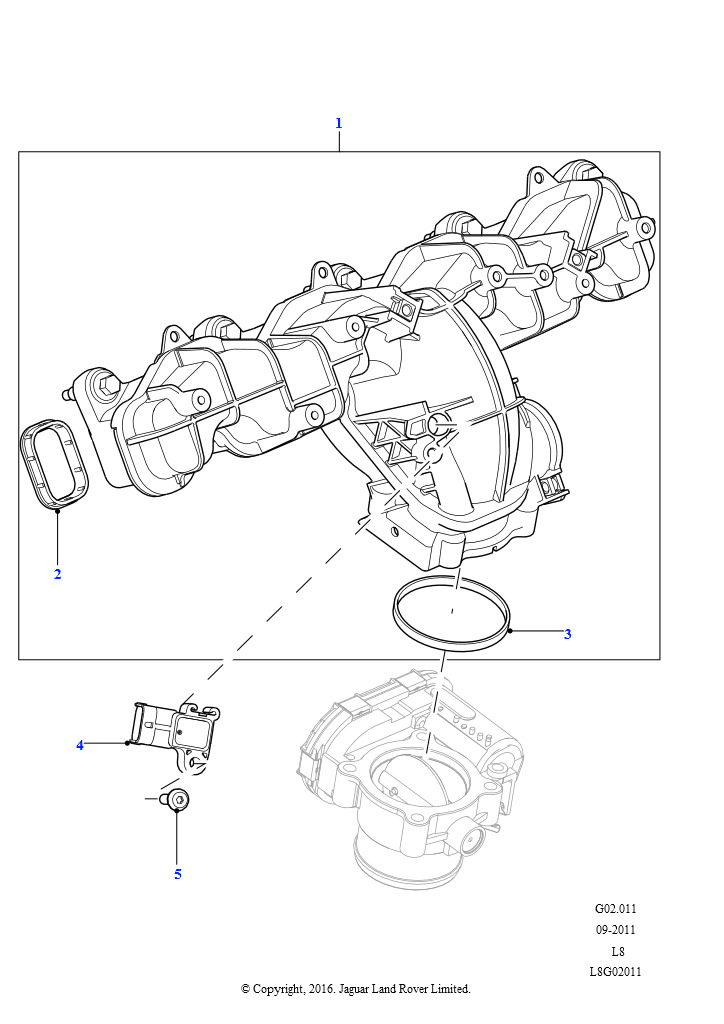 Схема: Впускной коллектор (2.2L 16V TC I4 DSL 122PS PUMA)