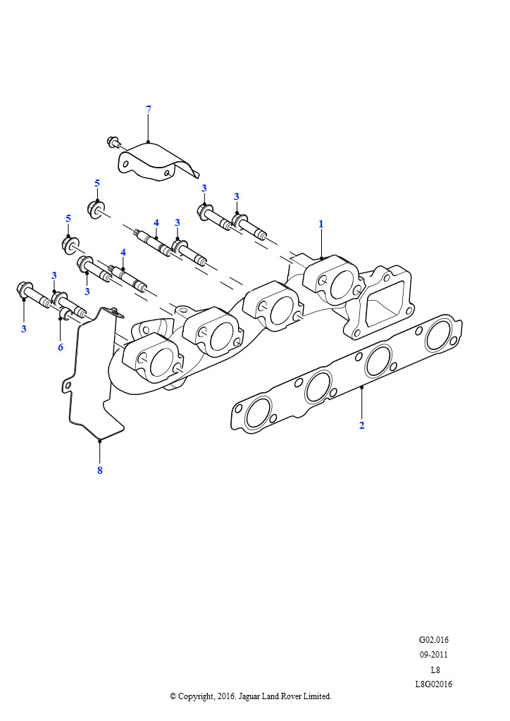 Схема: Выпускной коллектор (2.2L 16V TC I4 DSL 122PS PUMA)