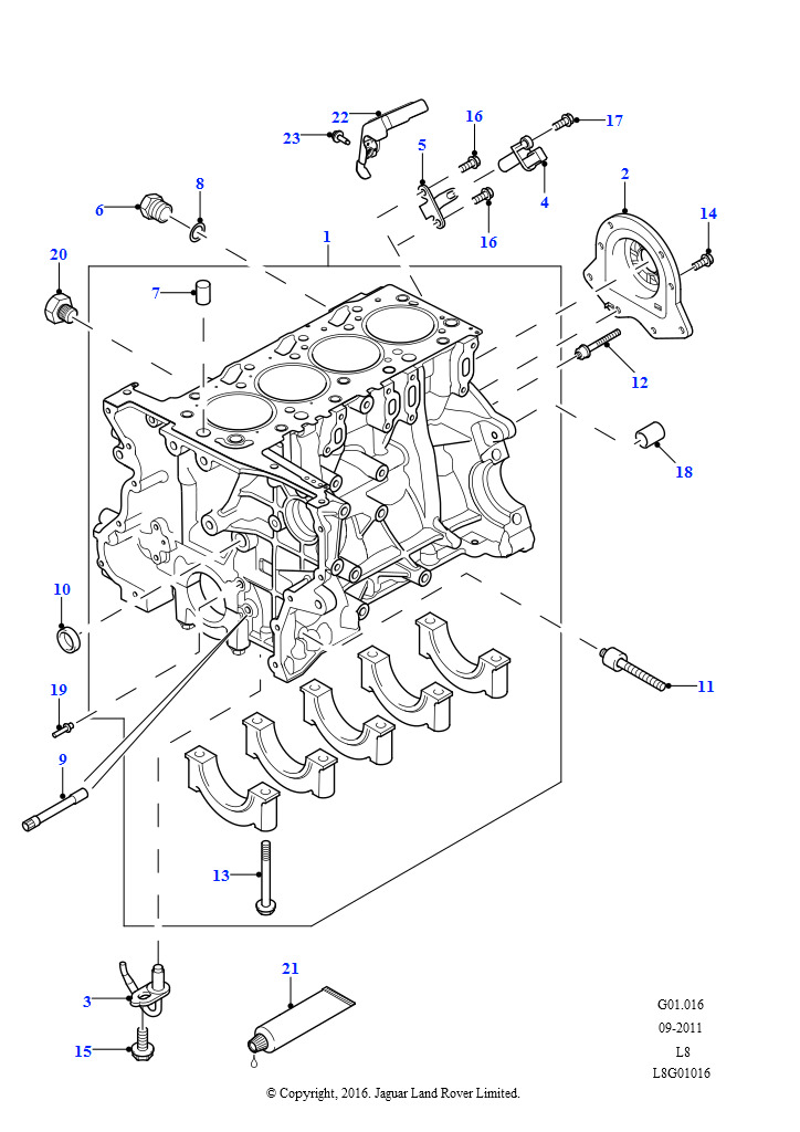 Блок цилиндров и заглушки (2.2L 16V TC I4 DSL 122PS PUMA)