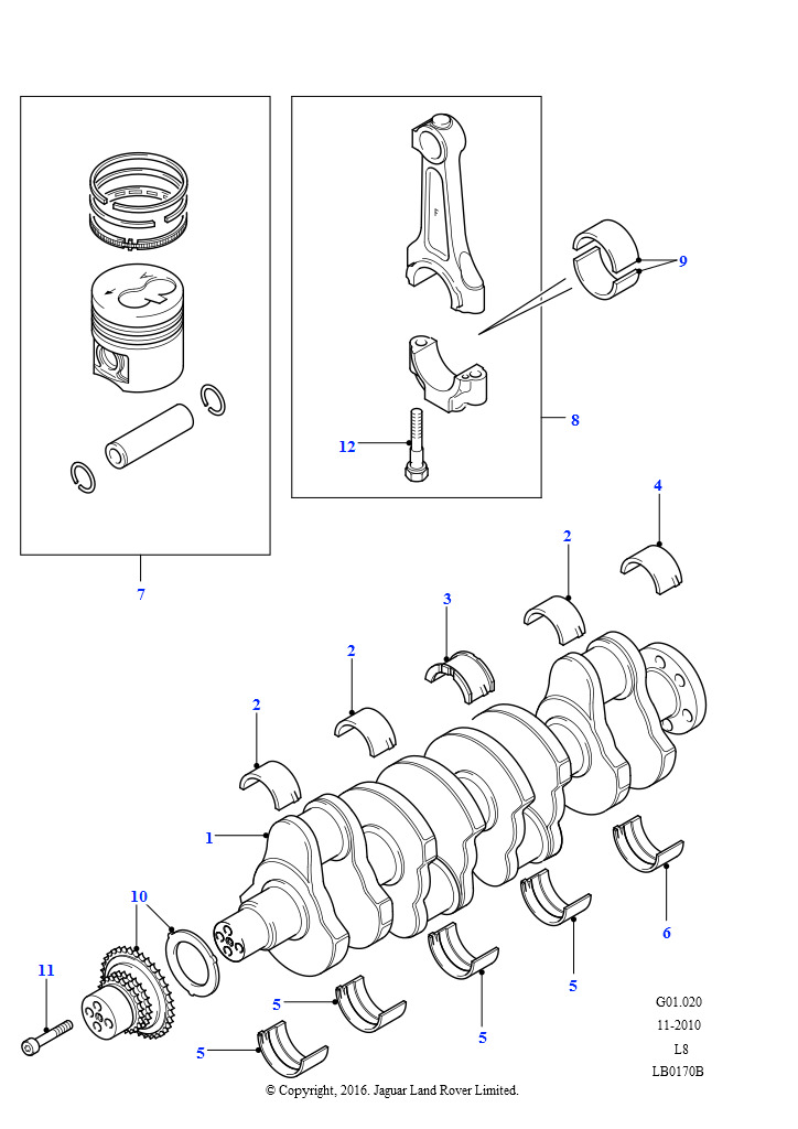 Коленчатый вал/поршни и подшипники (2.4L Duratorq-TDCi HPCR(140PS)-Puma)