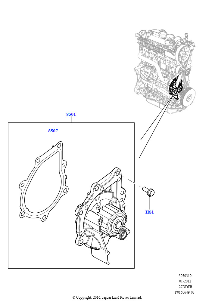 Насос охлаждающей жидкости (2.2L DOHC EFI TC DW12, 2.2L CR DI 16V Дизельный)