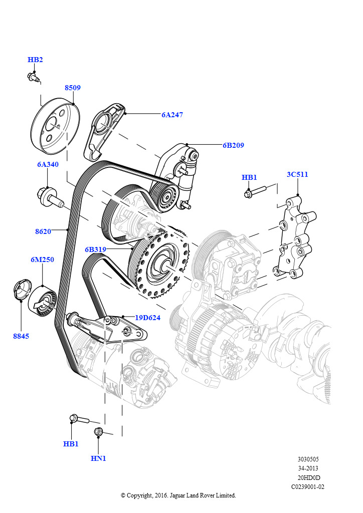 Шкивы и приводные ремни (2.0L 16V TIVCT T/C 240PS бензиновый)