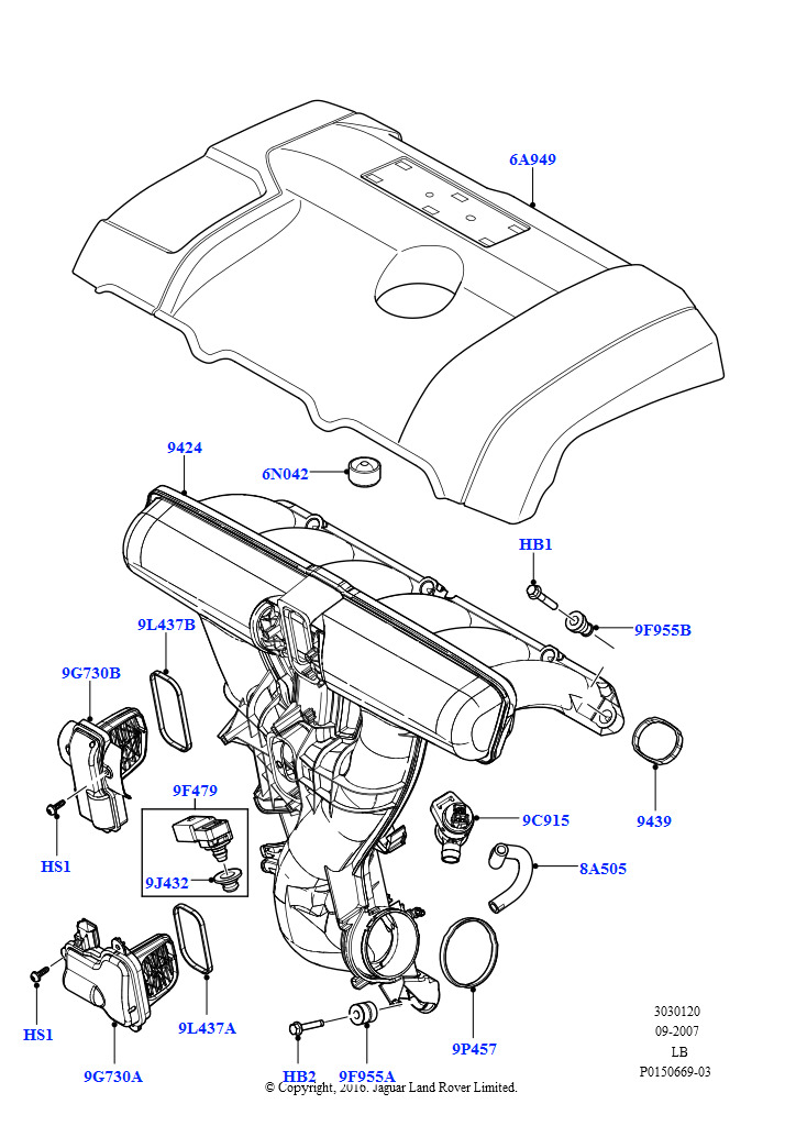 Схема: Впускной коллектор (3.2L DOHC MPI Petrol I6)