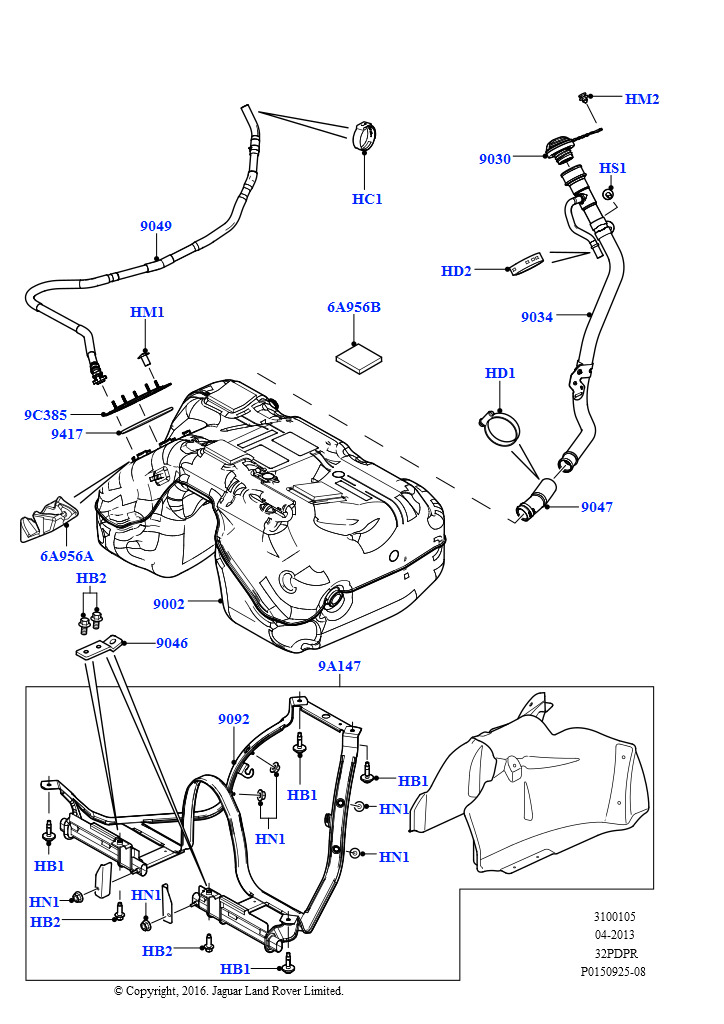 Схема: Топл. бак и сопутствующие эле. (3.2L DOHC MPI Petrol I6)