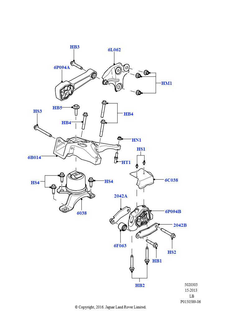 Схема: Опора двигателя (3.2L DOHC MPI Petrol I6)