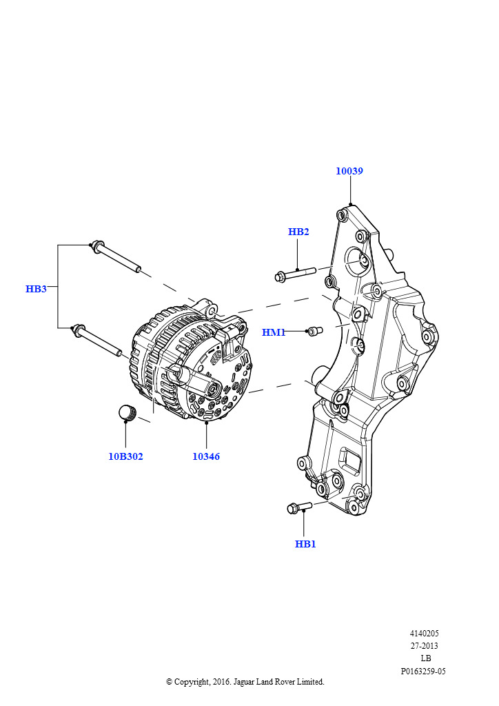 Генератор и опоры (2.2L DOHC EFI TC DW12, 2.2L CR DI 16V Дизельный)