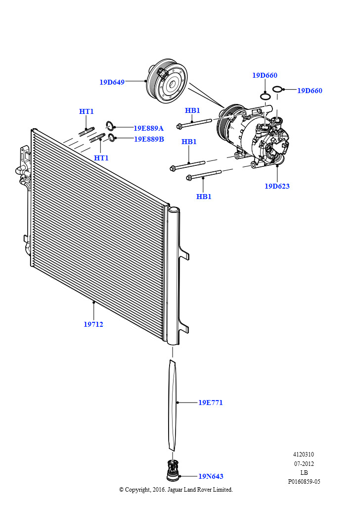 Схема: Конденс./компресс.сист.кондиц.возд. (2.2L DOHC EFI TC DW12, 2.2L CR DI 16V Дизельный)