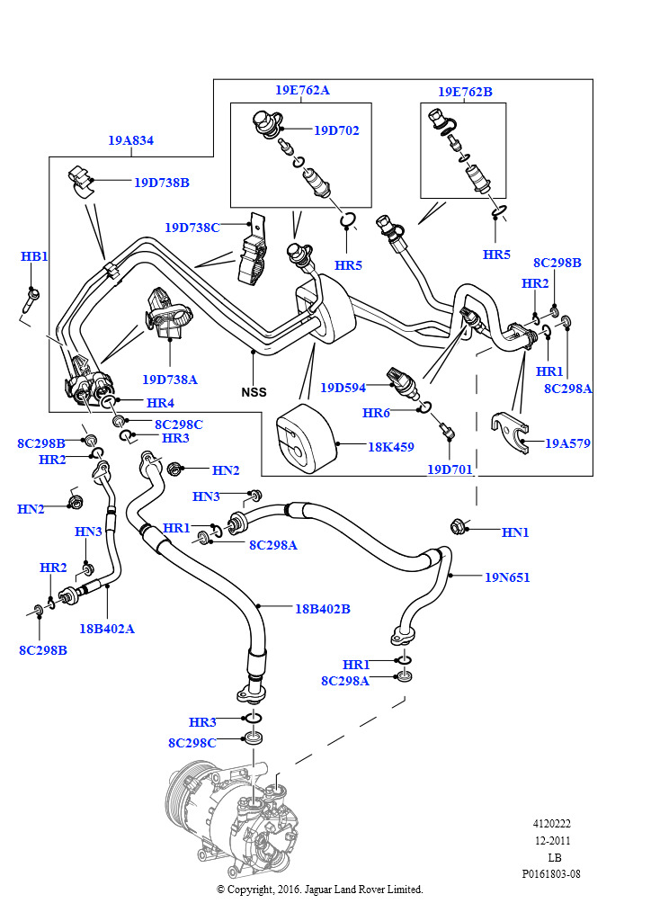 Схема: Система кондиционирования воздуха (2.2L DOHC EFI TC DW12, 2.2L CR DI 16V Дизельный)