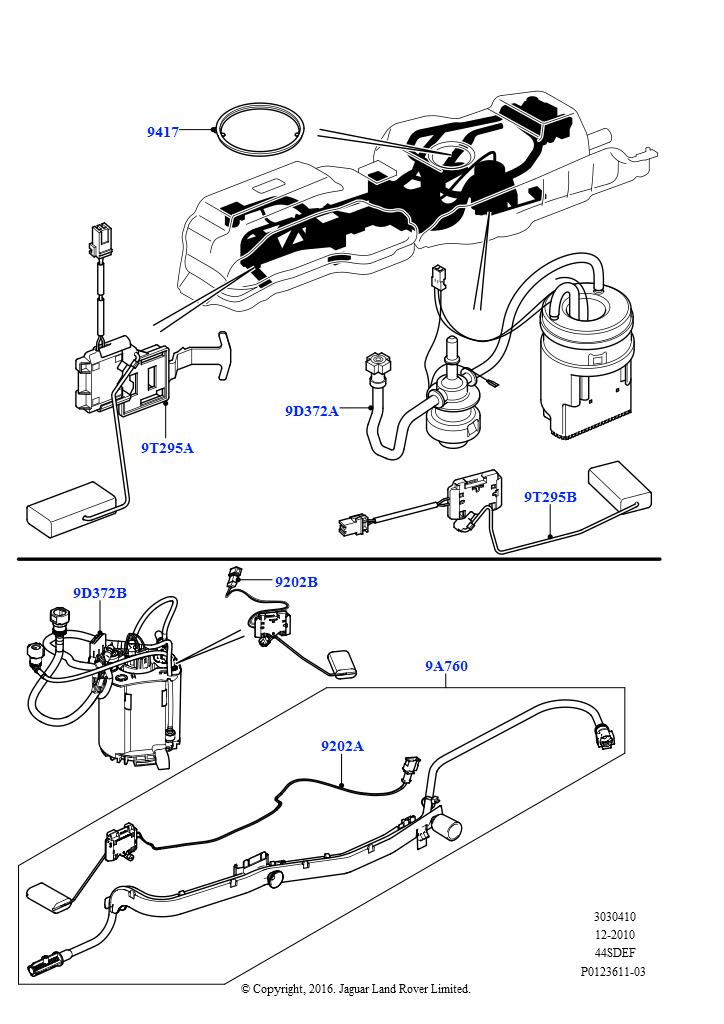 Схема: Топливный насос и датчик (AJ бензин 4.4 V8 EFI (220кВт))
