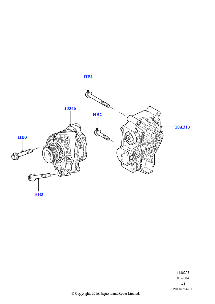 Схема: Генератор и опоры (AJ бензин 4.4 V8 EFI (220кВт))