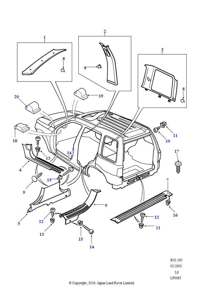 Отделочные элементы стойки и порожка (5-дверный Station Wagon, (-)"CDN/MEX/USA")