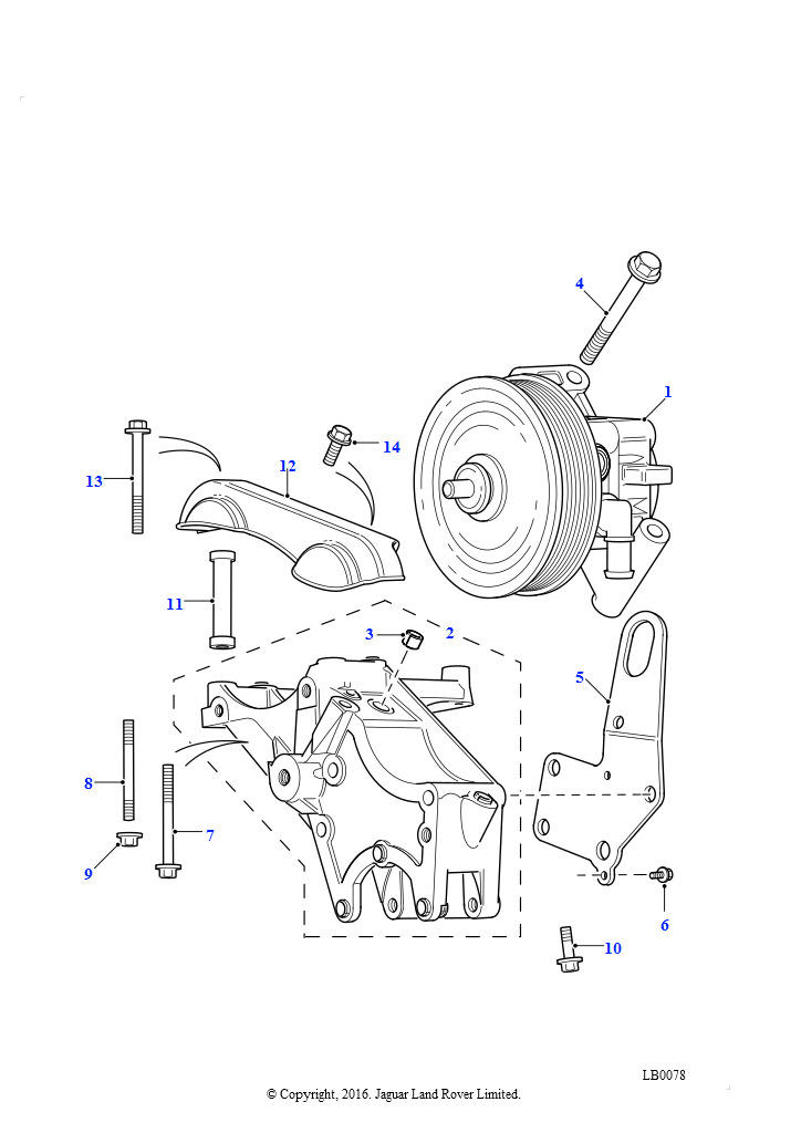 Насос рулевого усилителя с кронштейном (4,6 л V8 EFI L/R бензин, 4,0 л V8 L/R EFI бензин)