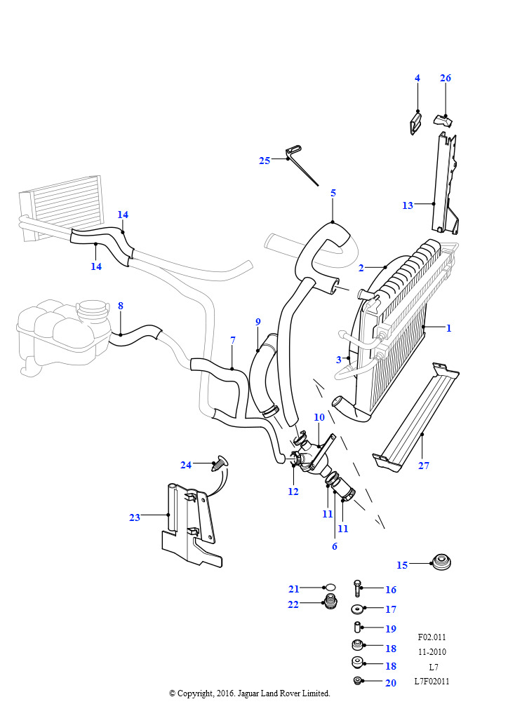 Радиатор и система охлаждения (4,0 л V8 L/R бензин, 4,6 л V8 L/R бензин)