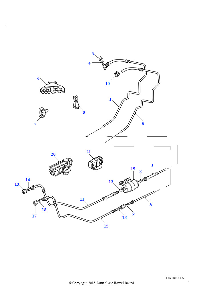 Схема: Топливные трубки (4,6 л V8 EFI L/R бензин, 4,0 л V8 L/R EFI бензин)