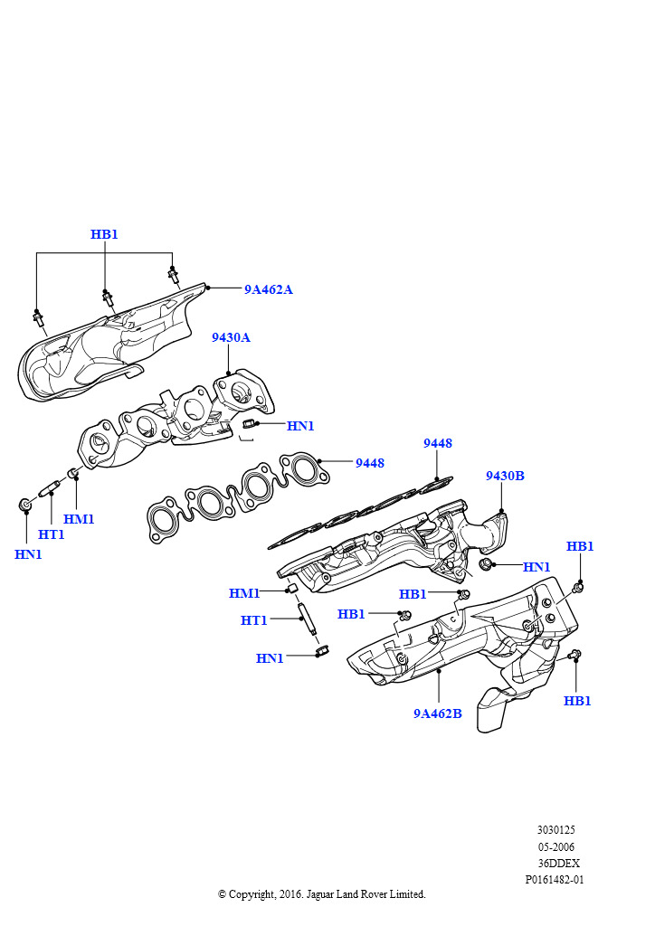 Схема: Выпускной коллектор (3,6 л V8 32V DOHC EFi дизель Lion)