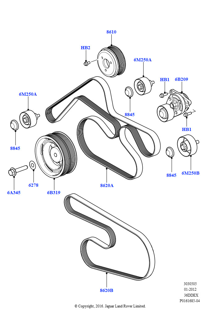 Шкивы и приводные ремни (3,6 л V8 32V DOHC EFi дизель Lion)
