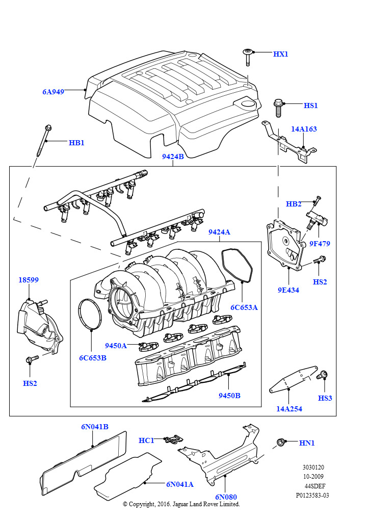 Схема: Впускной коллектор (AJ бензин 4.4 V8 EFI (220кВт))