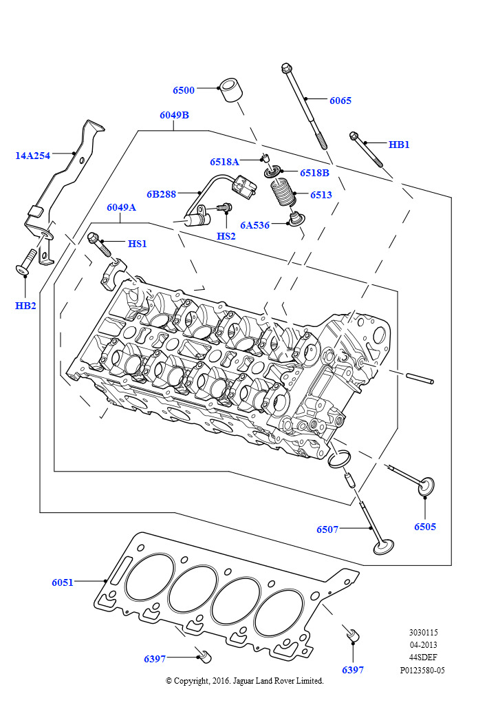 Схема: Головка цилиндров (AJ бензин 4.4 V8 EFI (220кВт))