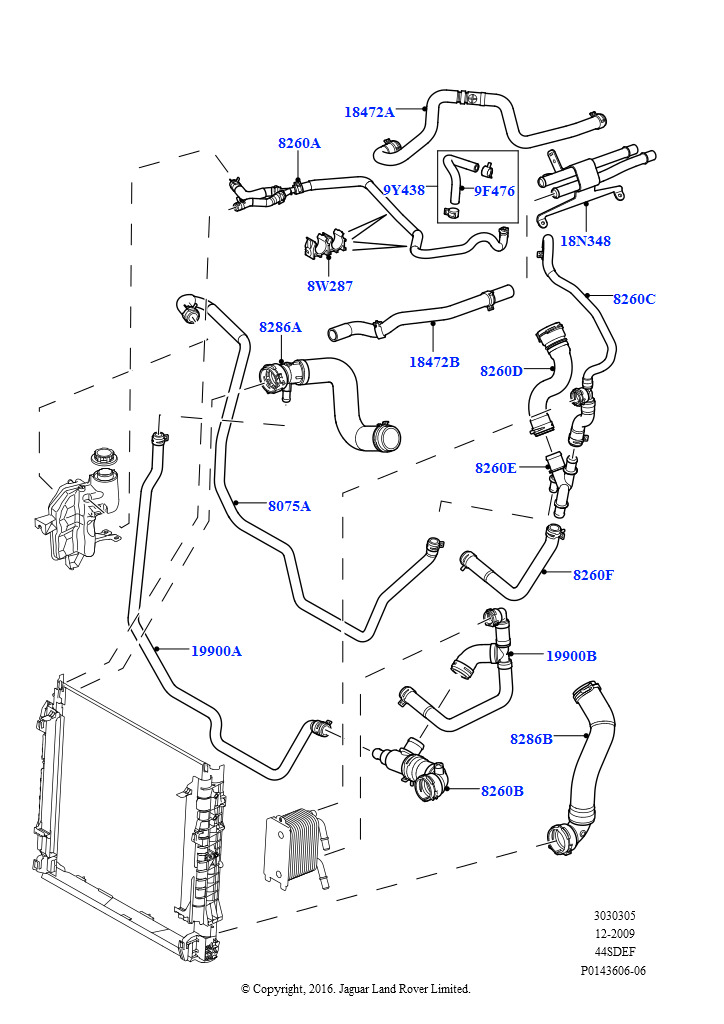 Трубопр.и шланги сист.охлажд. (AJ бензин 4.4 V8 EFI (220кВт))