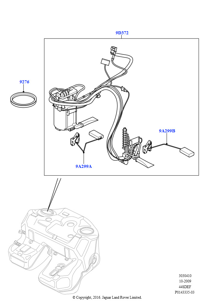 Схема: Топливный насос и датчик (AJ бензин 4.4 V8 EFI (220кВт))