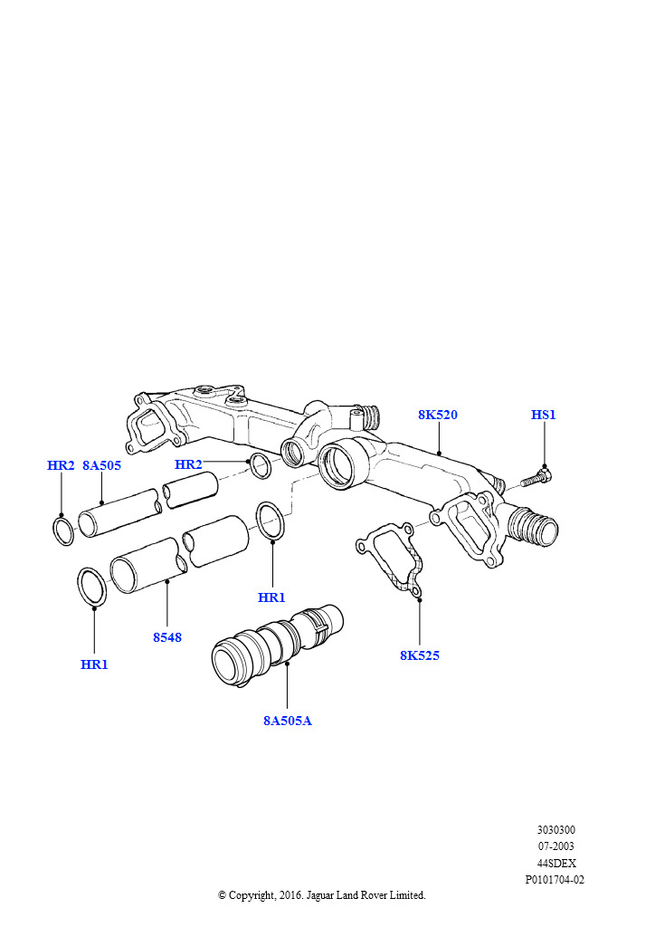 Схема: Водяной коллектор и шланги (M62 B44 4.4 V8 бензин)