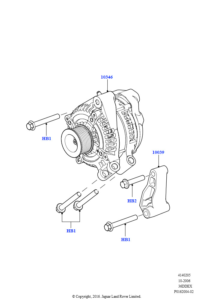 Схема: Генератор и опоры (3,6 л V8 32V DOHC EFi дизель Lion)