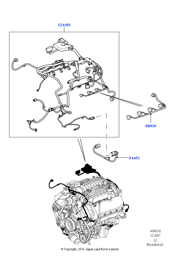 Электропр.на двигат.и перегородке (AJ бензин 4.2 V8 Supercharged)