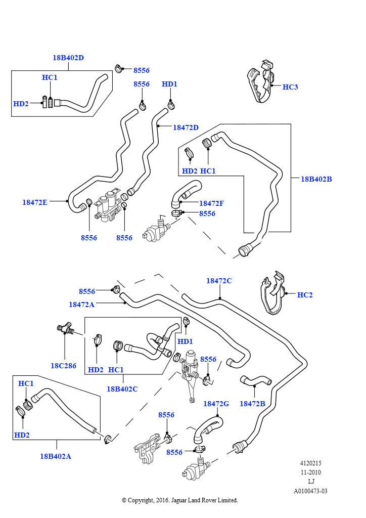 Схема: Шланги отопителя (M62 B44 4.4 V8 бензин)