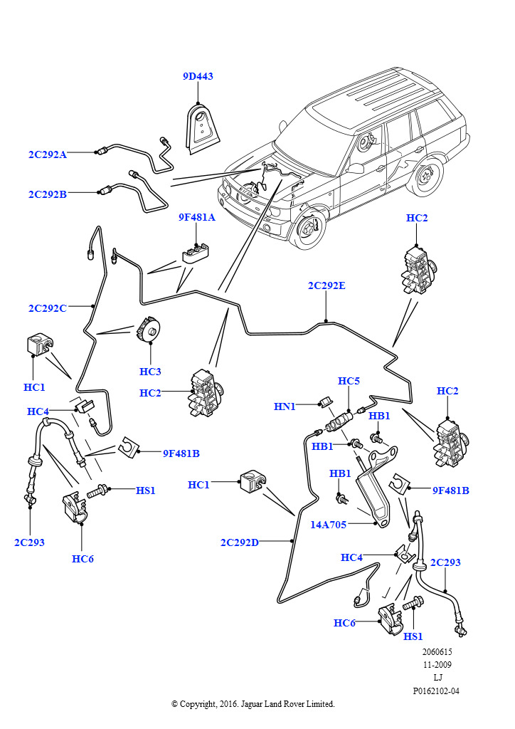 Передние тормозные трубопроводы (3,6 л V8 32V DOHC EFi дизель Lion)