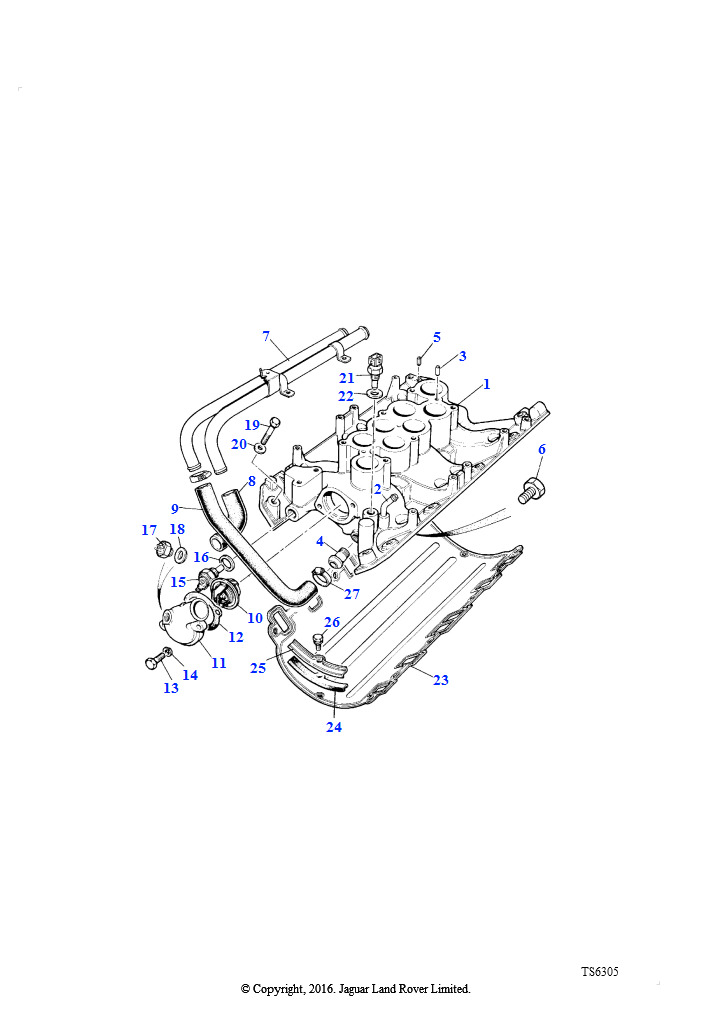 Впускной коллектор - наружные трубки (Бензин V8 L/R EFI)