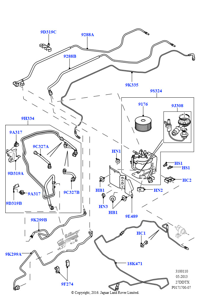Схема: Топливные магистрали (Lion дизель 2.7 V6 (140 кВт))