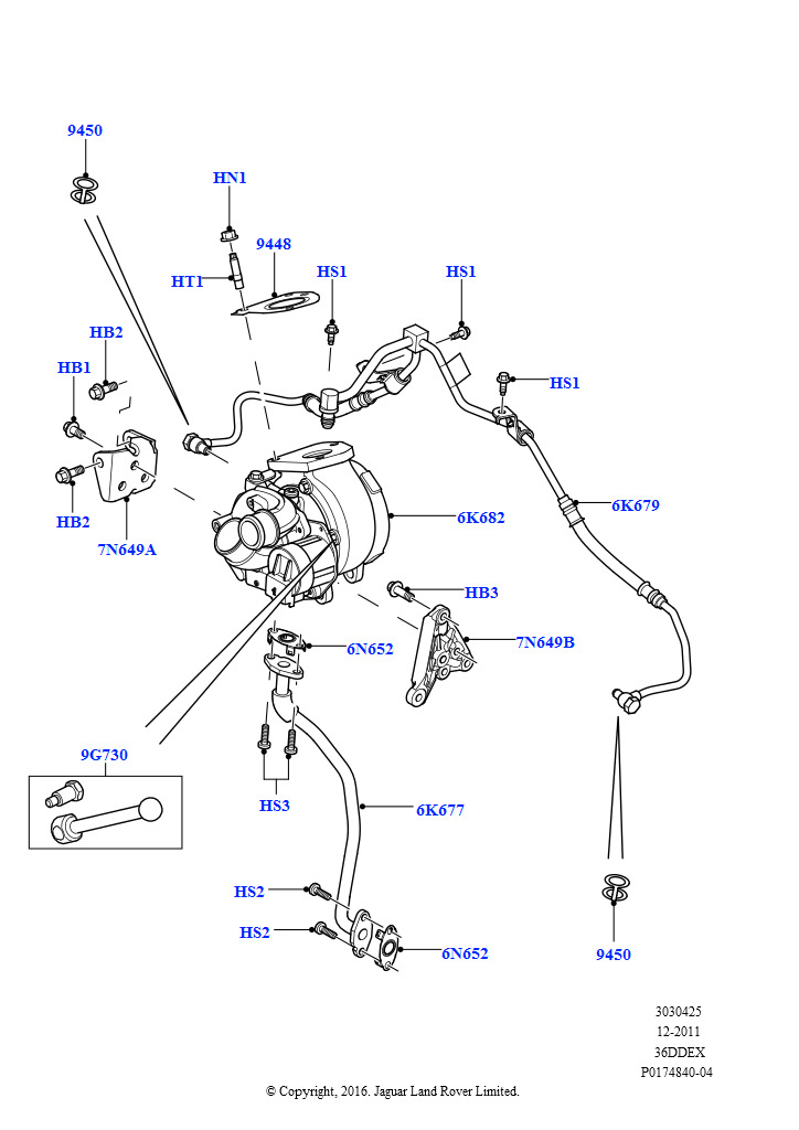 Схема: Турбокомпрессор (RH, 3,6 л V8 32V DOHC EFi дизель Lion)