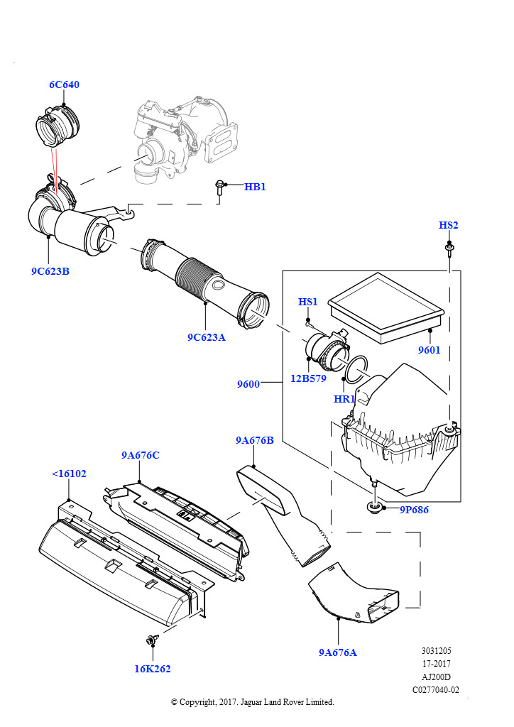 Воздушный фильтр (2,0 л I4 DSL MID DOHC AJ200, 2.0L I4 DSL HIGH DOHC AJ200)