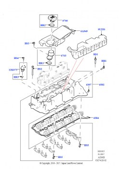 Крышка головки цилиндров (2,0 л I4 DSL MID DOHC AJ200, 2.0L I4 DSL HIGH DOHC AJ200)