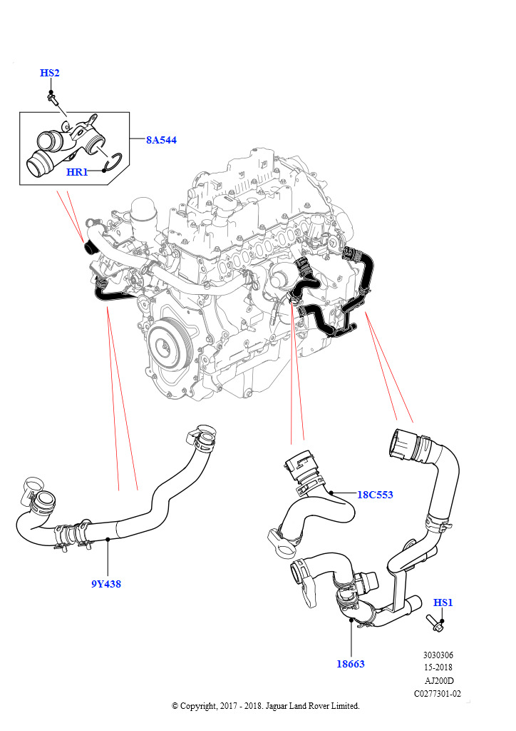 Схема: Система охлаждения EGR (2.0L I4 DSL HIGH DOHC AJ200, Этап V плюс DPF, 2.0L I4 DSL HIGH DOHC AJ200, Токсичность выхлопа EU6 + DPF)