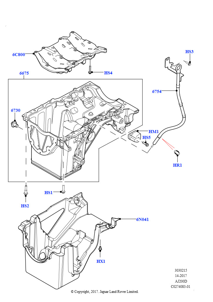 Схема: Масл. картер/указат. уровня масла (2,0 л I4 DSL MID DOHC AJ200, 2.0L I4 DSL HIGH DOHC AJ200)