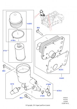 Масляный радиатор и фильтр (Сборка на заводе в г. Солихалл, 2.0L I4 DSL HIGH DOHC AJ200, 2,0 л I4 DSL MID DOHC AJ200)