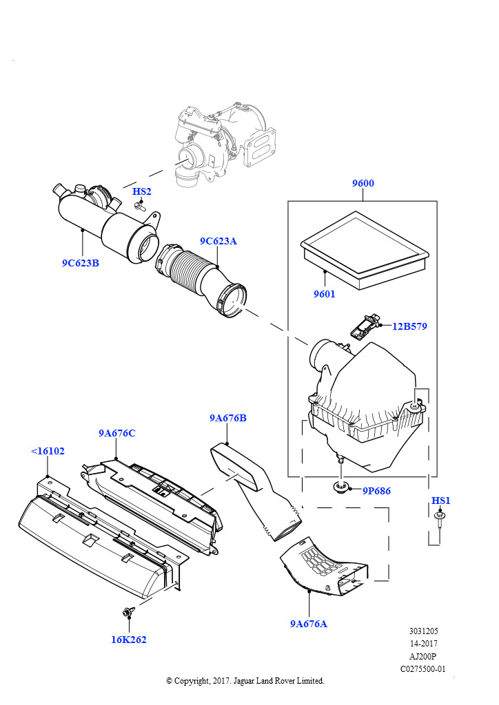 Воздушный фильтр (2,0 л I4 Mid DOHC AJ200, бензин, 2,0 л I4 High DOHC AJ200, бензин)