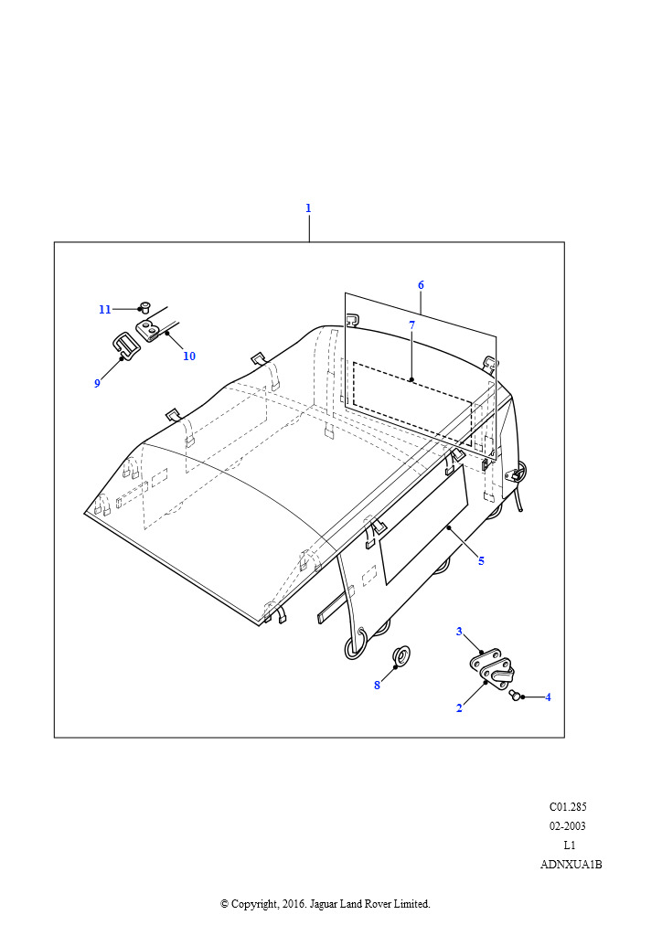 Складная крыша в сборе - полотно (90" Wheelbase, С мягким верхом)