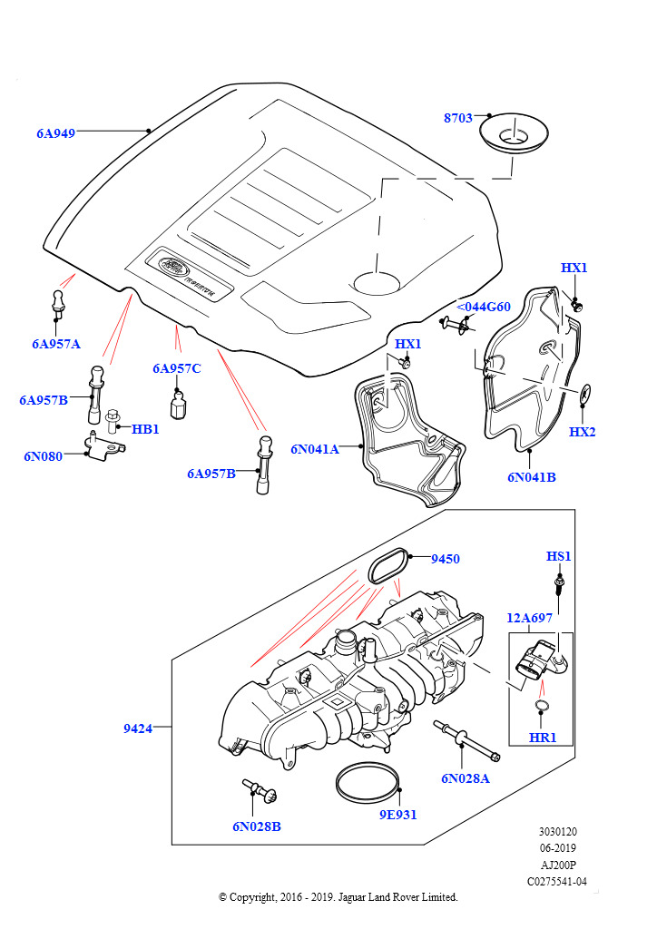 Схема: Впускной коллектор (2,0 л I4 Mid DOHC AJ200, бензин, 2,0 л I4 High DOHC AJ200, бензин)