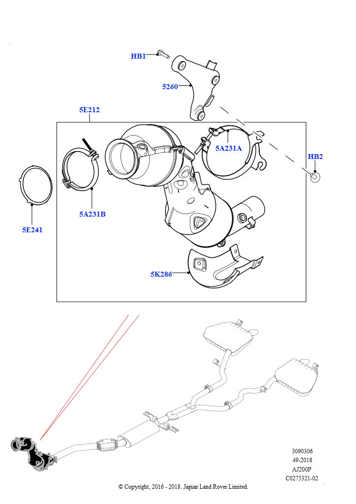 Передняя система выпуска (2,0 л I4 Mid DOHC AJ200, бензин, Требования SULEV, 2,0 л I4 High DOHC AJ200, бензин, Требования SULEV)