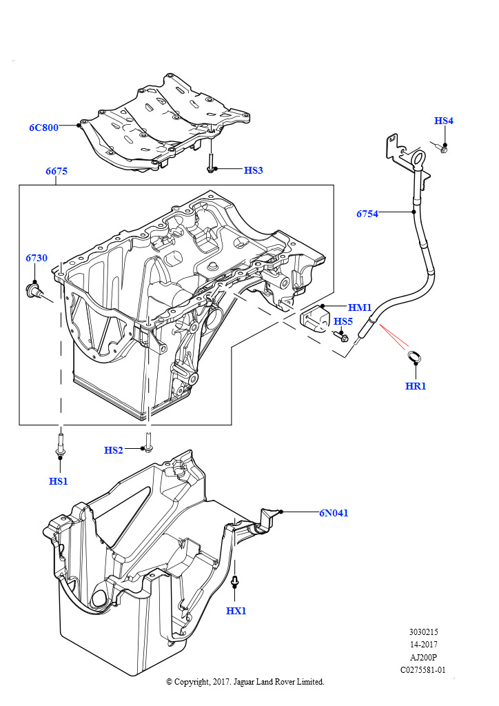 Схема: Масл. картер/указат. уровня масла (2,0 л I4 Mid DOHC AJ200, бензин, 2,0 л I4 High DOHC AJ200, бензин)